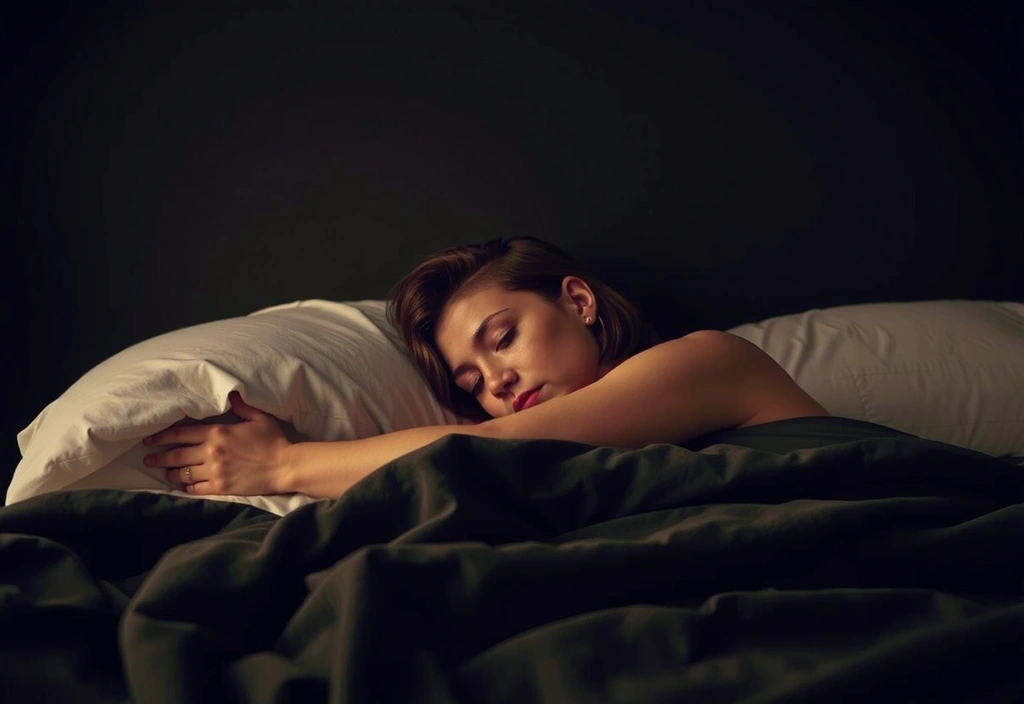 Persona durmiendo profundamente en una cama cómoda y oscura