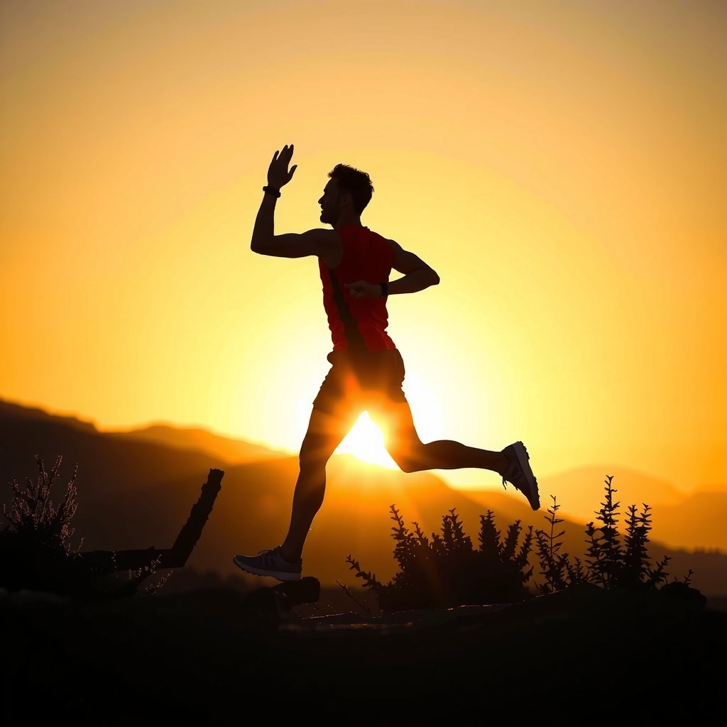 Persona corriendo al amanecer con energía y vitalidad