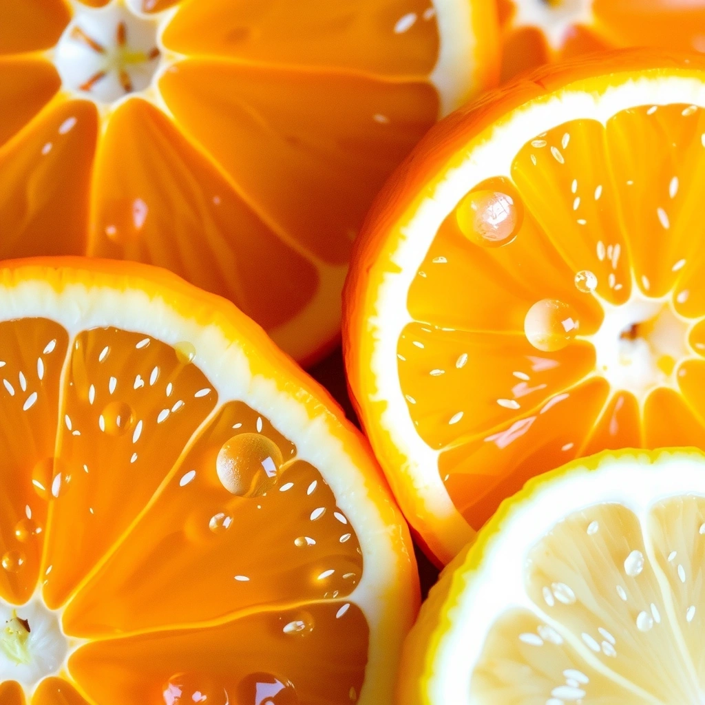 Rodajas de naranja y limón, símbolos de Vitamina C.