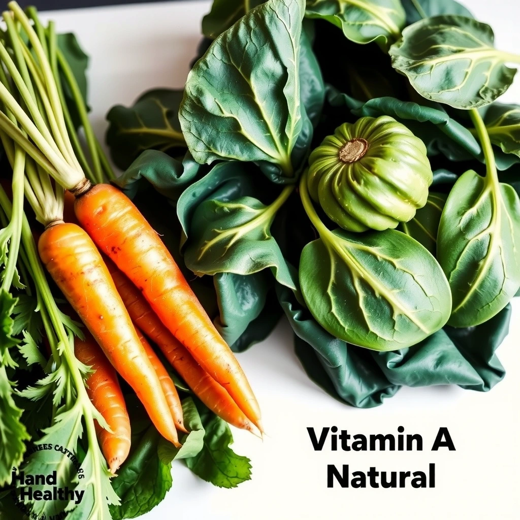 Zanahorias frescas y hojas verdes, indicando Vitamina A.
